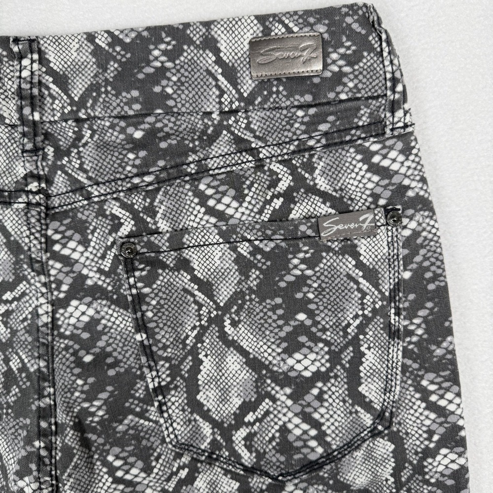Seven7 Tummyless High Rise Skinny Jeans Womens 14 Grey Snake‎ Print Stretch - Picture 5 of 9